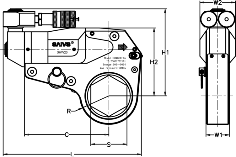 SHW系列中空型液压 扭矩扳手(图1)